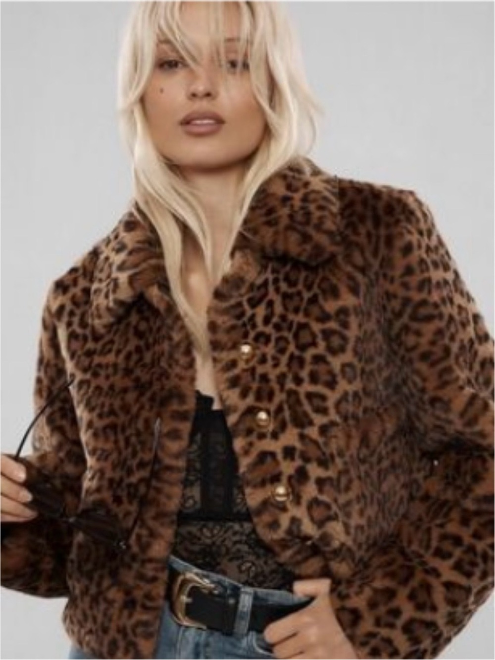 Mauve/Anthropologie/Faux Fur Brown/Black/Leopard Print/Gold Button Down Jacket!